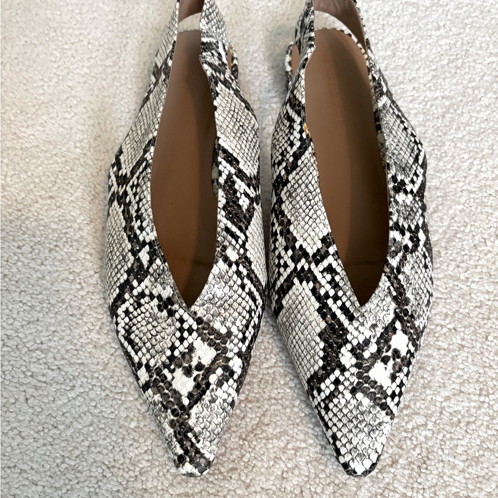 Snake print sling back flat